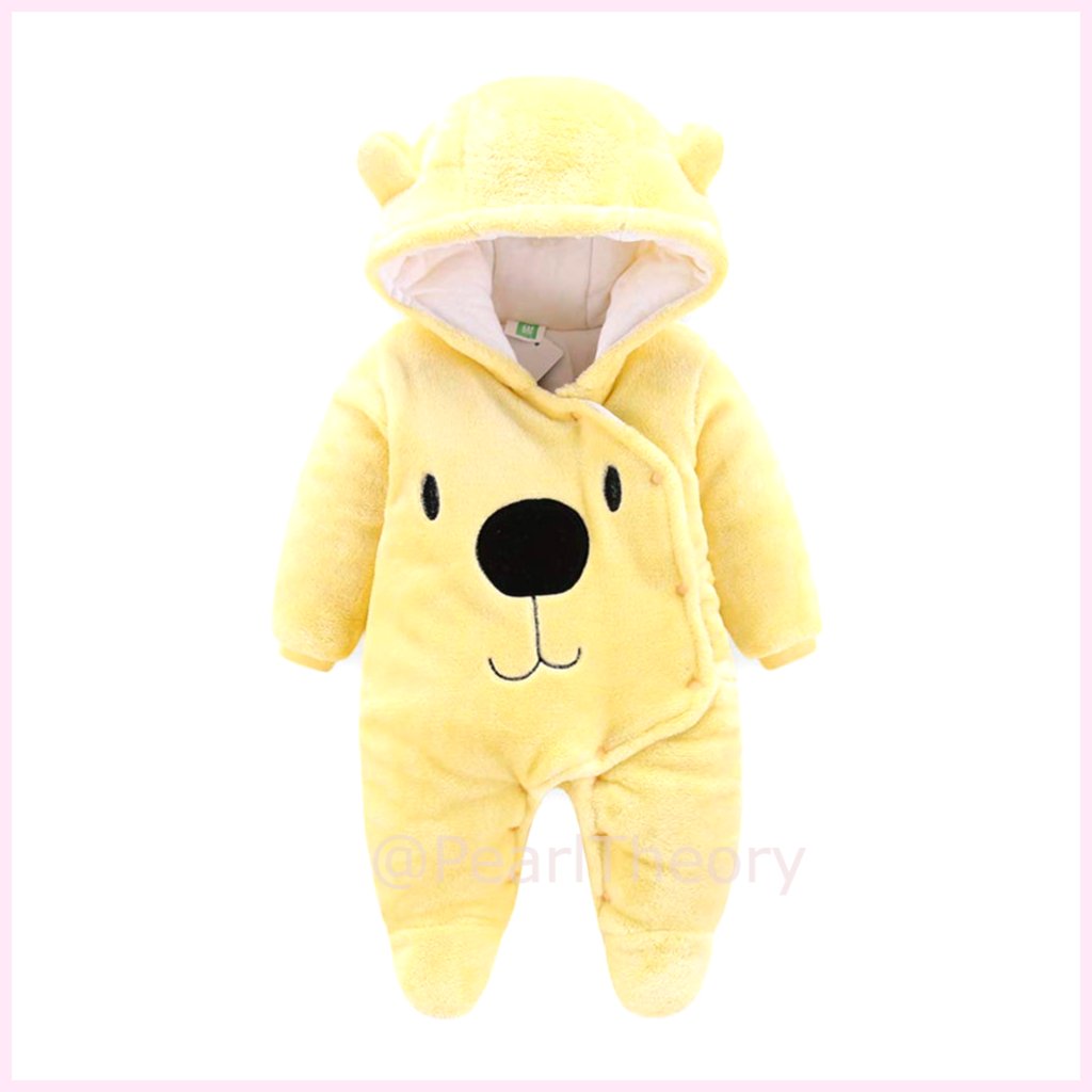 Winter Hooded Footie Fleece Jumpsuit Snowsuit For Infants